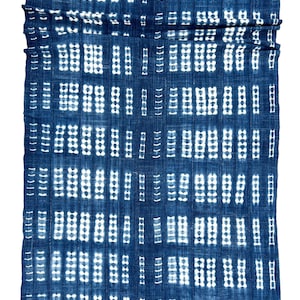 Denim blue Mud Cloth, African fabric, Shibori hand dyed fabric, Navy blue and white, Home warming gift, Coastal home bed throw, mud cloth