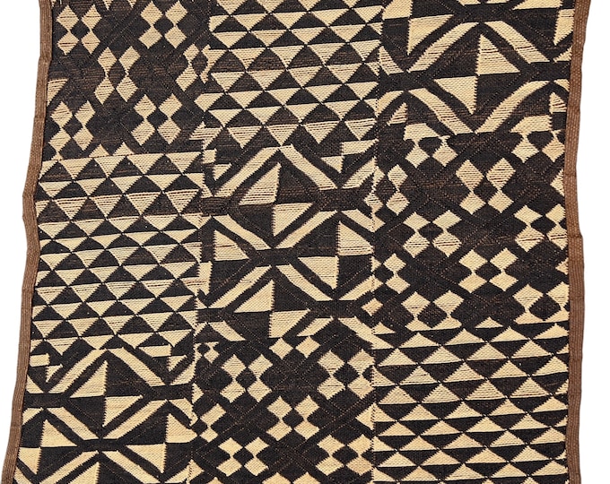 Vintage African Kuba Cloth, Shoowa textile, Wall Decor | Rug Wall Hanging | Bold Geometric design, Woven wall art, Morrissey Fabric