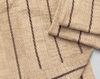 Vintage African Mudcloth Aso Oke Textile, Brown Stripe Yoruba tribal fabric, African Ceremonial Cloth, Morrissey Fabric