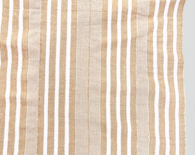Mud Cloth Fabric, Tan and White Striped African Aso Oke fabric, Yoruba textile, Morrissey Fabric
