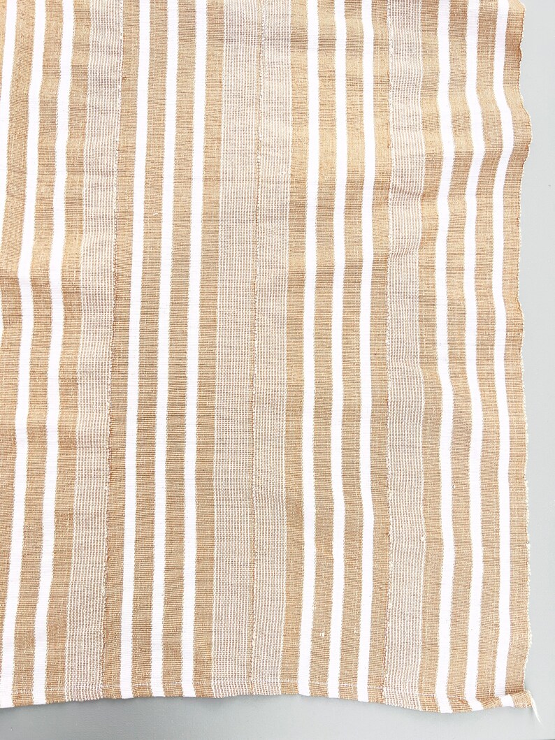 Mud Cloth Fabric, Tan and White Striped African Aso Oke fabric, Yoruba textile, Morrissey Fabric