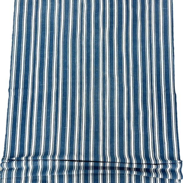 Mud Cloth striped fabric, Vintage African Indigo mudcloth fabric, denim blue stripes, Morrissey Fabric