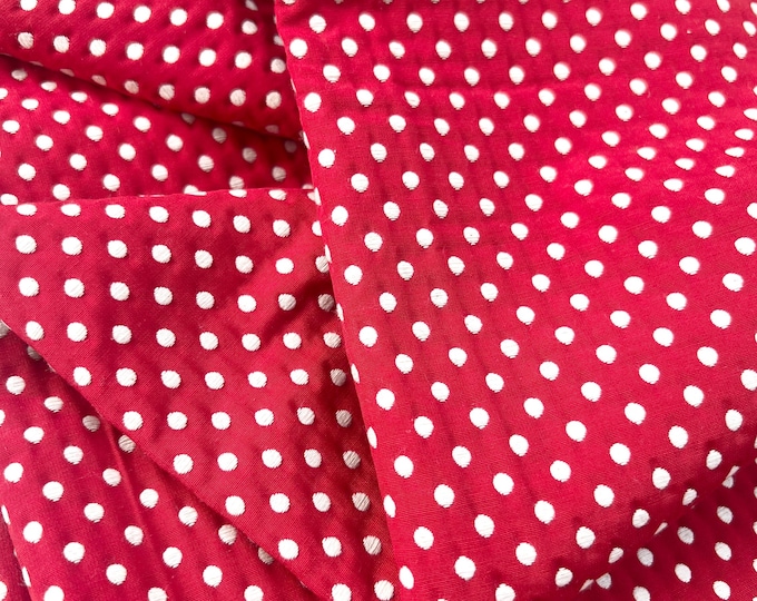 Polka dot fabric Remnant- Wholesale fabric- Discount fabric sample- Red dot cotton sample cut, upholstery weight fabric, Red home decor