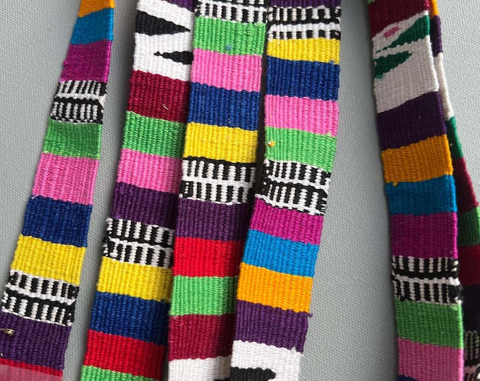 Hand Loomed Rainbow Cotton Straps: Guatemalan Trim, Purse Straps (2 Yard Piece)
