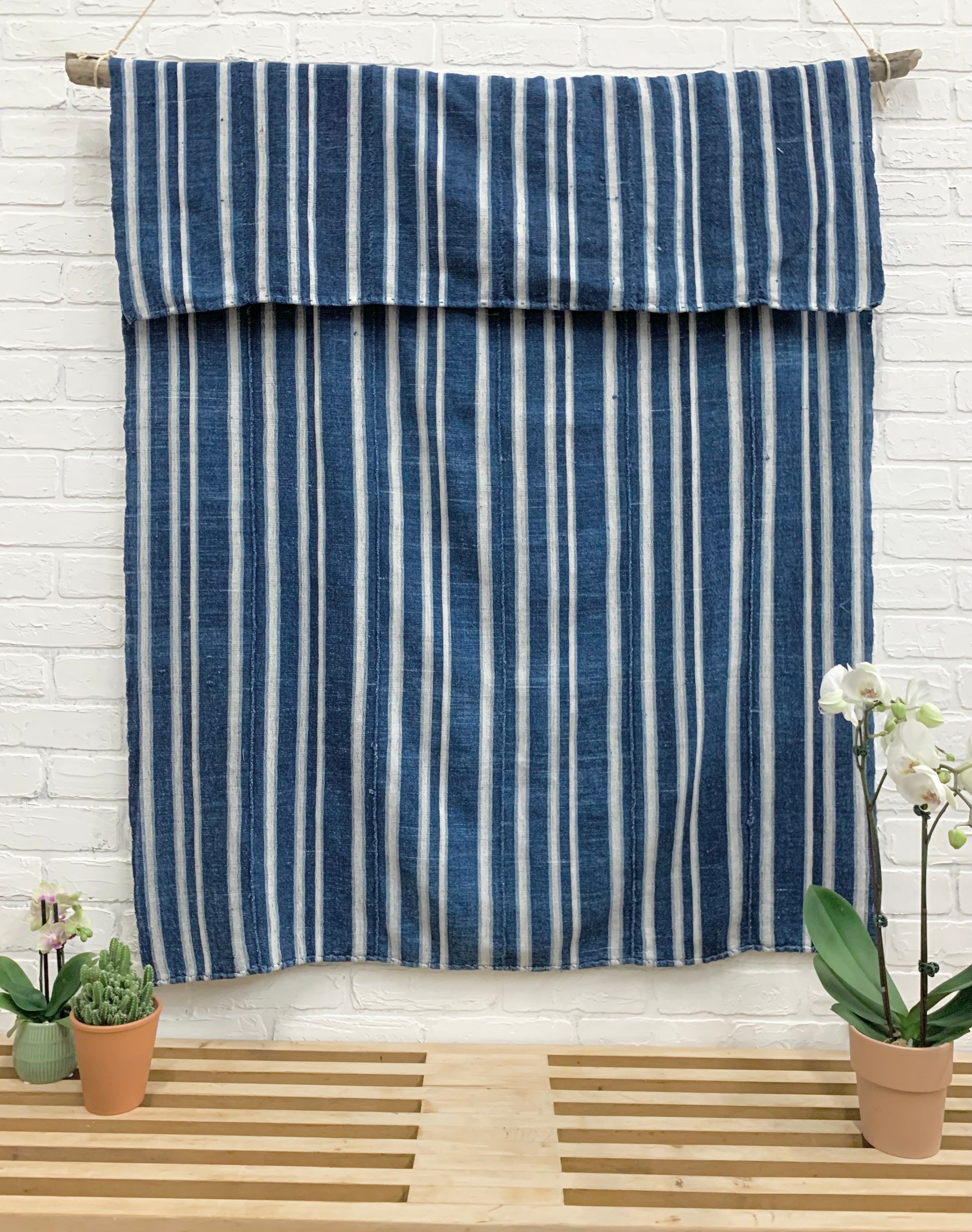 Mud Cloth striped throw Indigo mudcloth Vintage African mud cloth fabric Morrisseyfabric