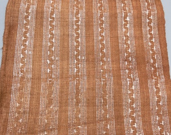 Rust color vintage hemp Fabric, All natural fiber hand made block print, Pillow cover fabric, Rustic table runner fabric, upholstery accent