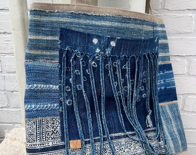 Upcycled jeans tote- patchwork denim shopping bag- handmade fringe purse, boho blue jean bag, perfectly imperfect gift tote