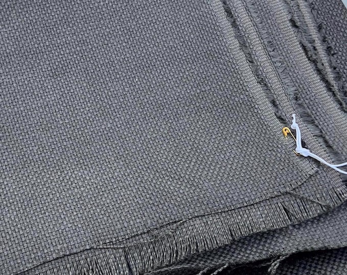 Gray linen fabric Remnant- Discount fabric end cut- 100% linen sample cut, upholstery linen, heavy weight linen for upholstery