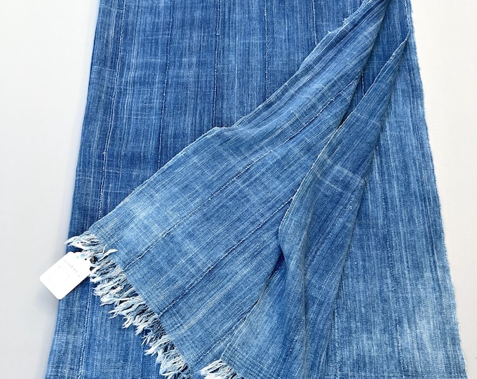 Blue mud cloth throw for a wabi sabi home decor vibe. Boho farmhouse housewarming gift