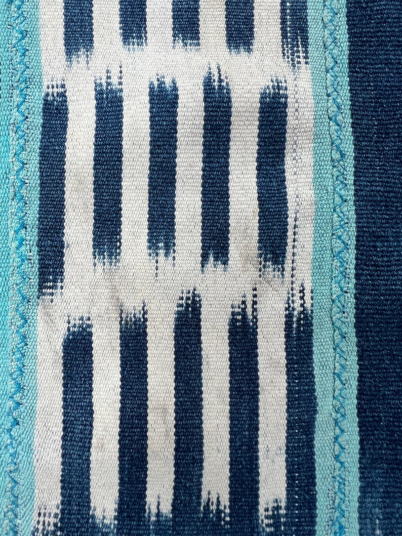 Vintage African fabric, Baule Cloth from the Ivory Coast, Blue, white mud cloth, Morrissey Fabric image 5