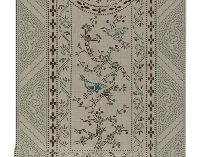 Chinoiserie birds and floral wallpaper, Peel and stick heritage revival floral wall art, Natural Asian floral wallpaper, Japanese home decor