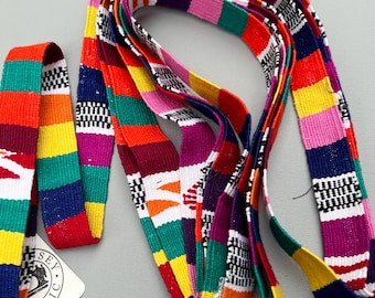 Hand-Loomed Guatemalan Cotton Trim: Rainbow Strapping, 4.5 Yards