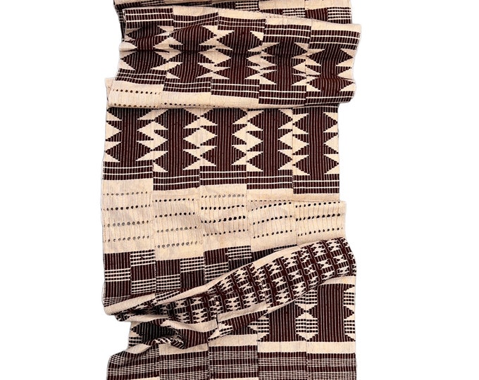 Boho fabric, beige and brown home decor, Vintage African Ashoke textile