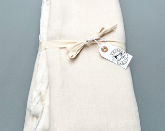 All linen fabric Remnant- Discount fabric end cut- 100% linen sample cut, ivory linen fabric, heavy weight linen, Cream color linen