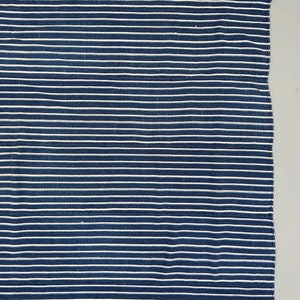 Mud Cloth striped throw, Vintage African Indigo mudcloth fabric, blue and white stripes image 7