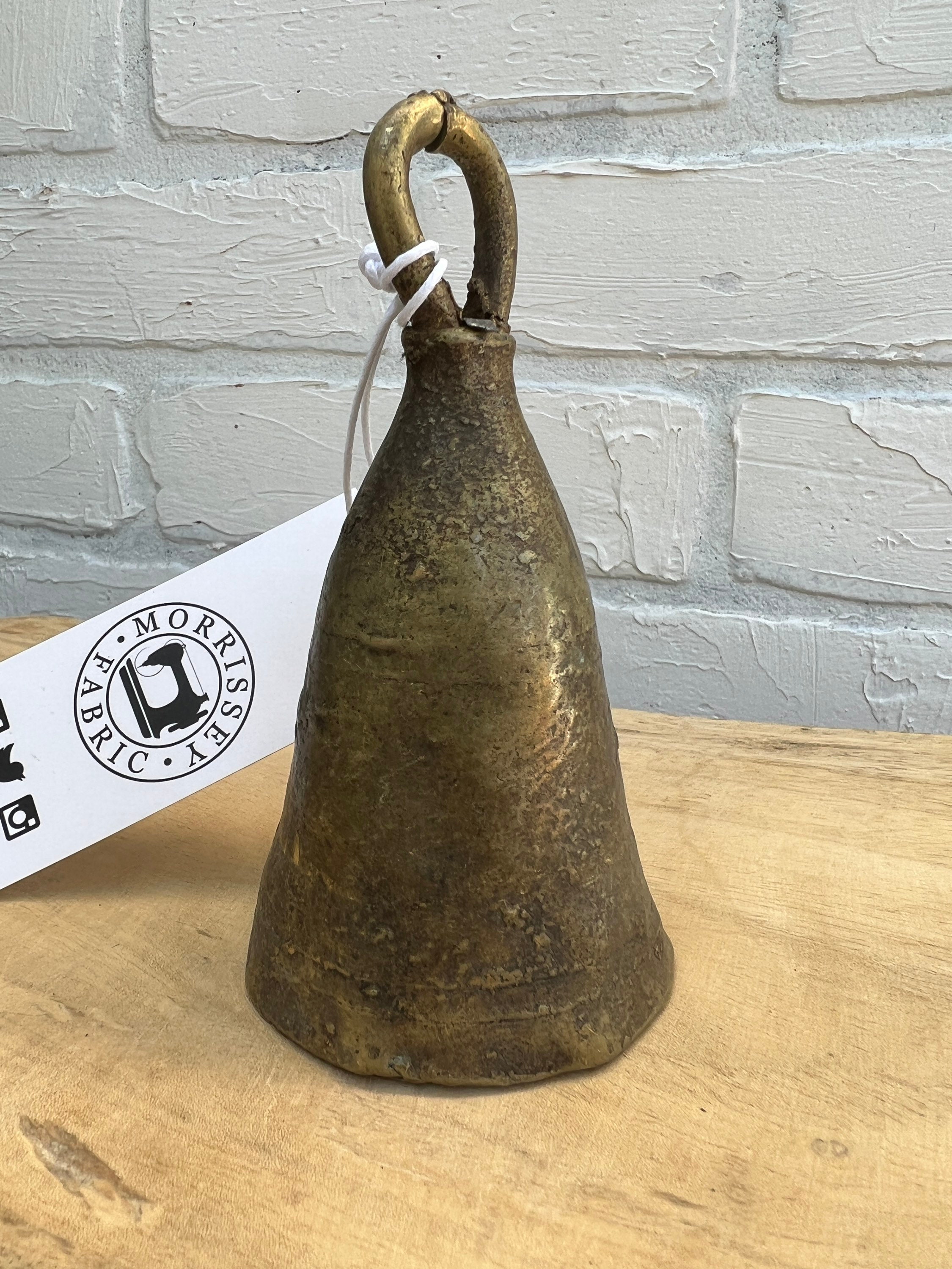 Vintage, Large Brass Cow Bell, African hand made brass bell, Home