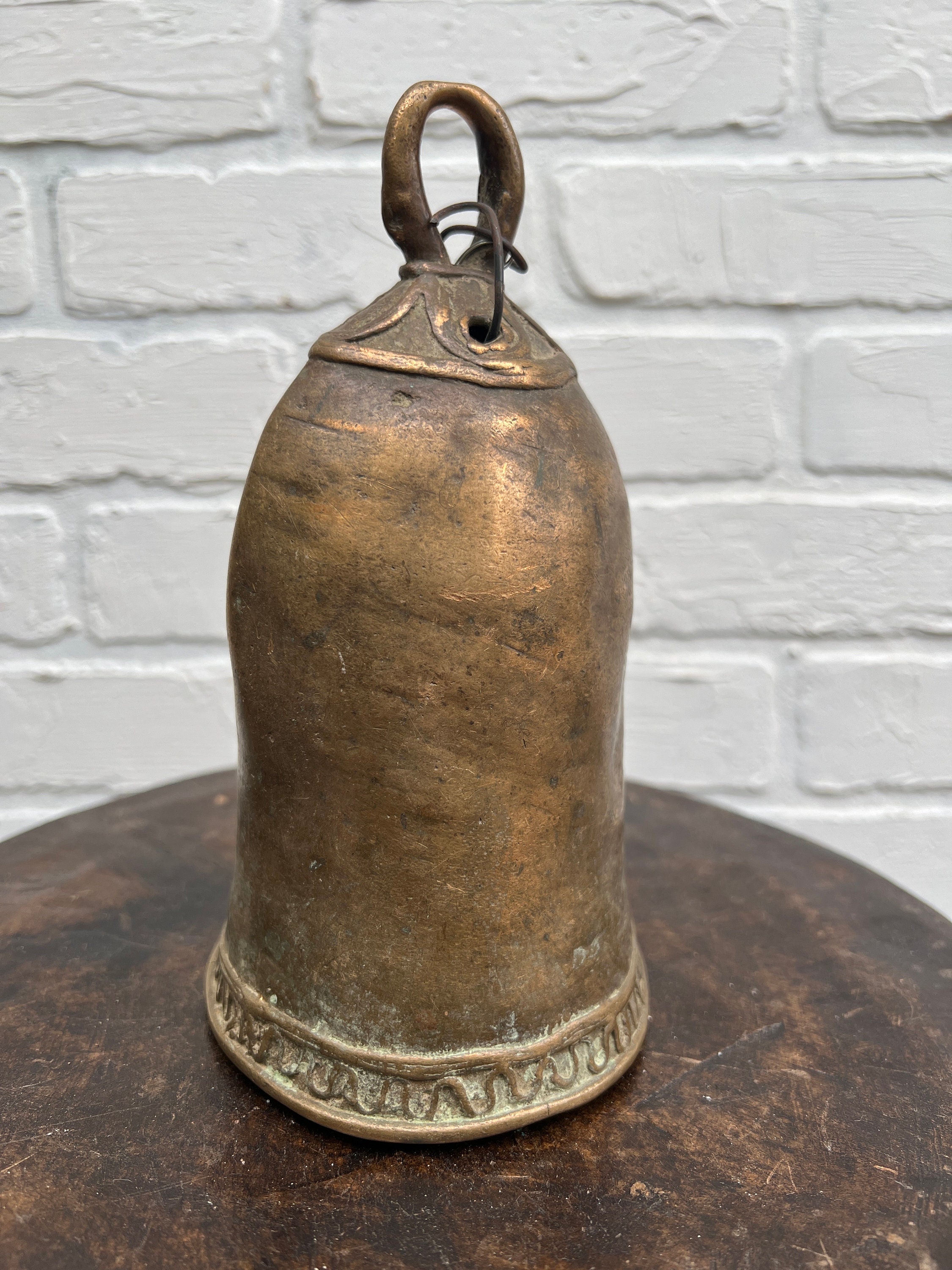 Vintage, Large Brass Cow Bell, African hand made brass bell, Home