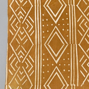 Mud Cloth Fabric, Boho home decor, hand painted golden yellow image 6