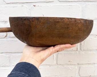 African Bowl- Hand carved wood- Farmhouse scoop, Primitive African Art, Perfectly Imperfect- Rustic Vintage bowls- wooden display bowl