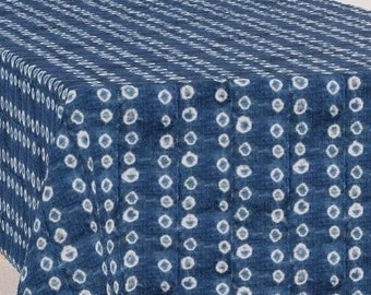 SWATCH: Mud Cloth Shibori Print Fabric Swatch. Blue and White Cotton Denim