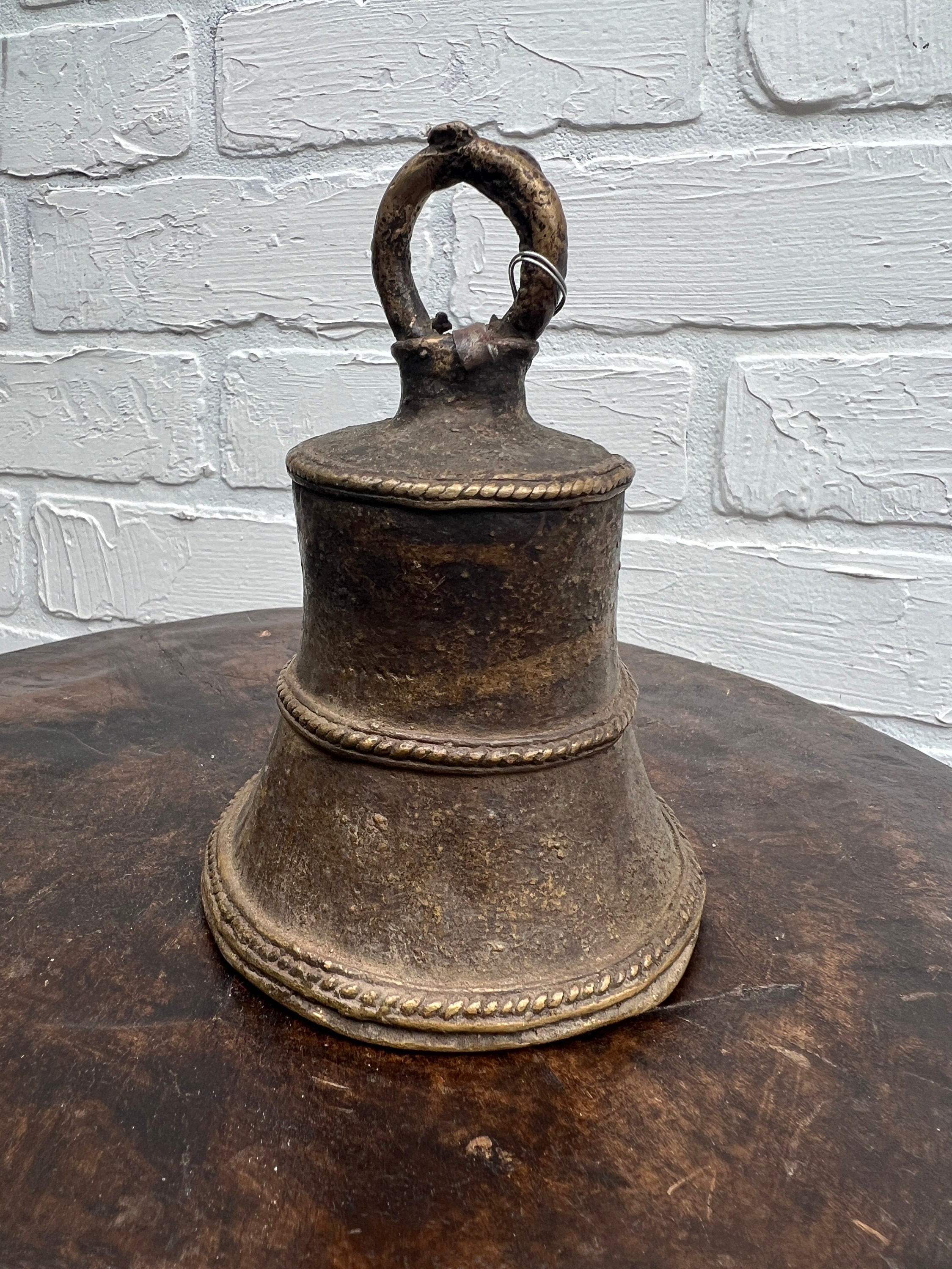 Vintage, Large Brass Cow Bell, African hand made brass bell, Home