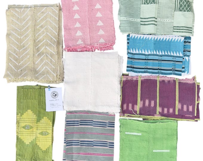 Samples- fabric remnants- textile scraps for patches, patchwork and crafting- African Vintage samples