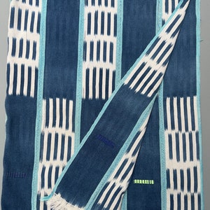 Vintage African fabric, Baule Cloth from the Ivory Coast, Blue, white mud cloth, Morrissey Fabric image 7