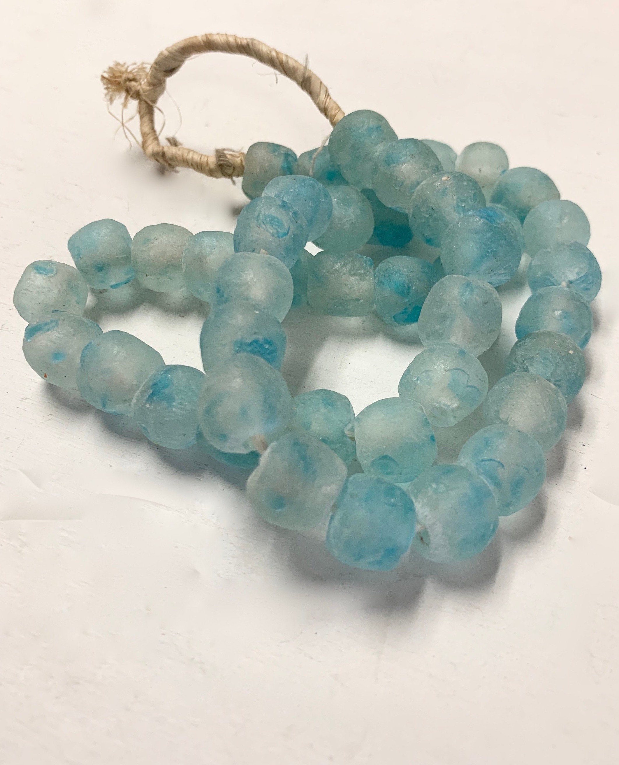 Recycled Glass Bead Garland, Glass Beads from Africa, Jewelry supply
