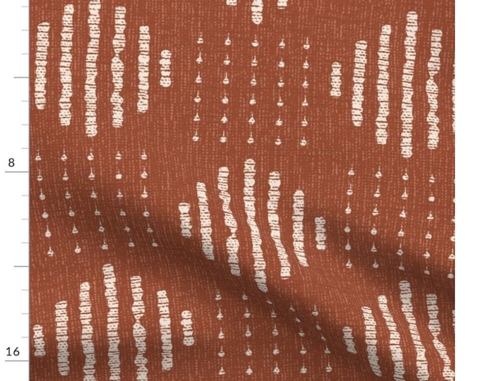 Boho fabric cotton mud cloth design, African style fabric, rust color upholstery weight, cut and sew fabric print