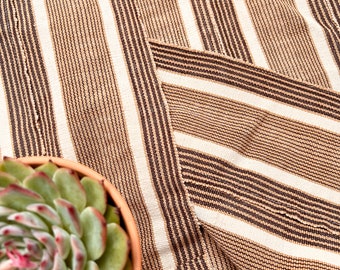 Tissu boue, rayures beige et marron, tissu africain Aso Oke, textile yoruba, tissu Morrissey