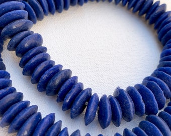 Dark blue Beads, Vintage African Akriti Trade Beads, Recycled Glass Beads, Hand Made African Beads, Jewelry findings