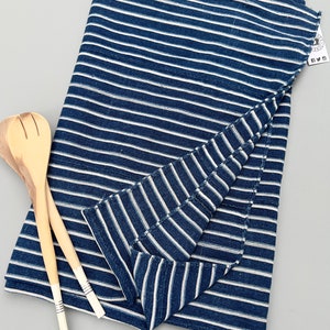 Mud Cloth striped throw, Vintage African Indigo mudcloth fabric, blue and white stripes image 4