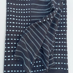 Karo Gestreiftes Schlammtuch, Afrikanischer stoff, Vintage Textile grau und blau Bild 1