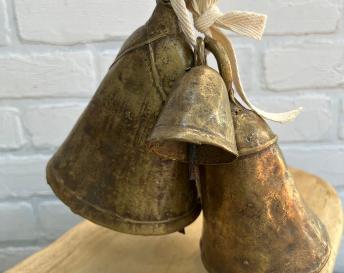 Vintage Three Brass Bells Set of African Hand Made Brass Etsy