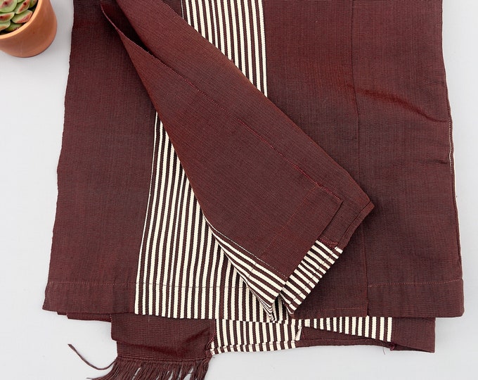 Mud Cloth Fabric, Tan and Brown Stripes, African Aso Oke fabric, Yoruba textile, Morrissey Fabric