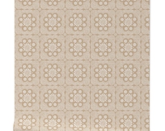 Block Print wallpaper, light brown, boho style home decor, modern farmhouse, Neutral home