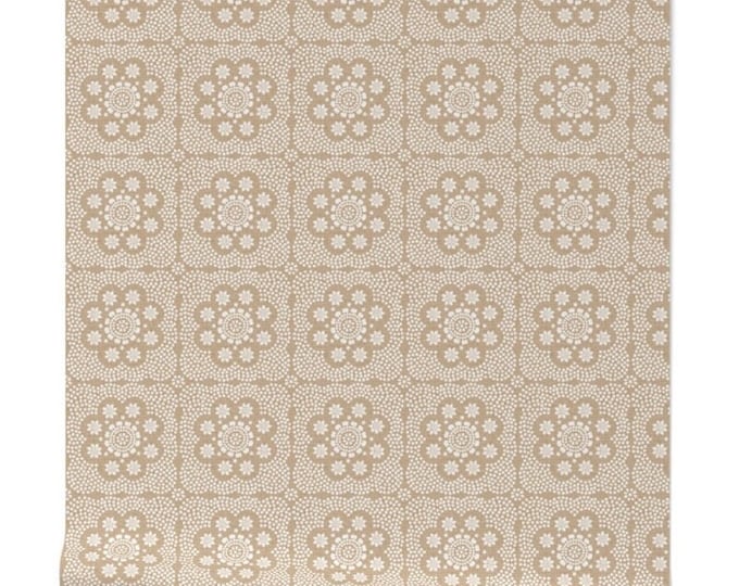 Block Print wallpaper, light brown, boho style home decor, modern farmhouse, Neutral home