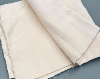 Pure linen fabric Remnant- Discount fabric end cut- 100% linen sample cut, ivory linen fabric, heavy weight linen, Cream color linen