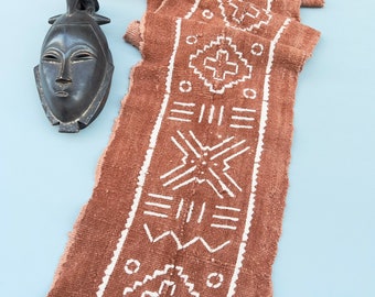 Mud Cloth Fabric, Mudcloth table runner, African Tribal Print on Rust mud cloth, Bogolanfini, Morrissey Fabric