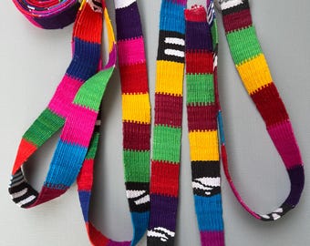 Tote bag straps, Bold Color Guatemalan strapping, Hand-Made multi color trim, Hand Loomed crafting supplies, Mayan Toto belt