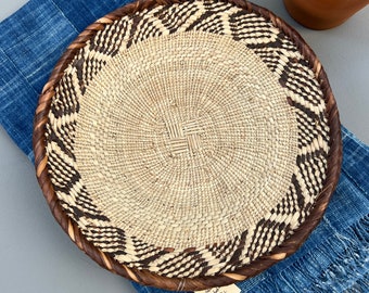African plateau basket hand woven in Zimbabwe, Binga basket to use for woven wall art, display, Morrissey Fabric