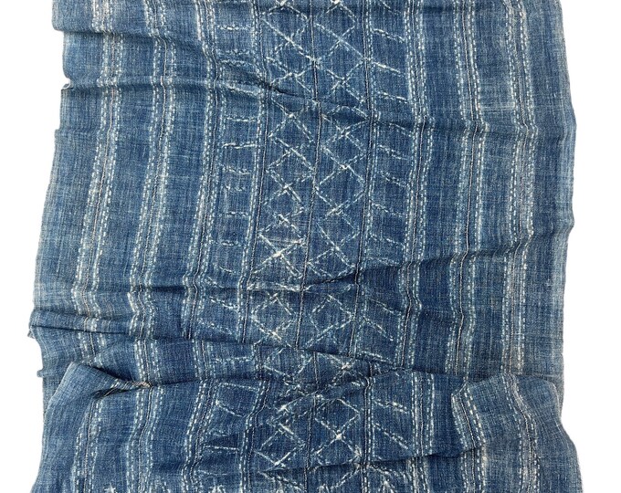 Heavy Mud Cloth Fabric, Denim blue and white striped fabric, Vintage Farmhouse Decor, Morrissey Fabric