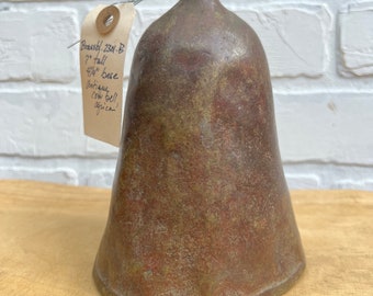 Primitive Brass Cow Bell, Rustic African hand made bronze bell, Home Decor, Morrissey Fabric