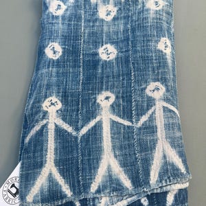 Vintage African Textile Throw- Rare collectible vintage Mud Cloth, shibori dyed figures and stripes