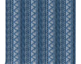 Denim home decor wallpaper, mud cloth boho wallpaper, Peel and stick wallpaper, blue and white ethnic style