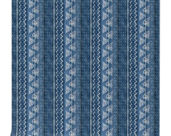 Denim home decor wallpaper, mud cloth boho wallpaper, Peel and stick wallpaper, blue and white ethnic style