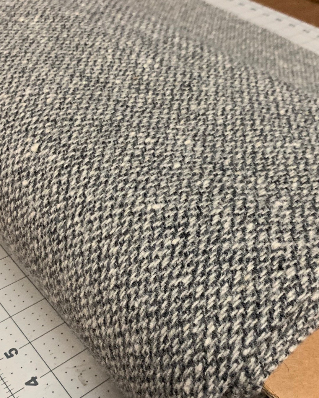 Wool FABRIC by the yard, coat or upholstery material, Gray/Natural