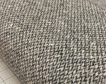 Wool FABRIC by the yard, coat or upholstery material, Gray/Natural pure wool fabric, Yarn Dyed Textile, Morrissey Fabric