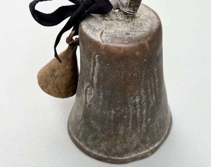Vintage Large Bronze Bell and mini goat bell: Rustic African Handmade Decor