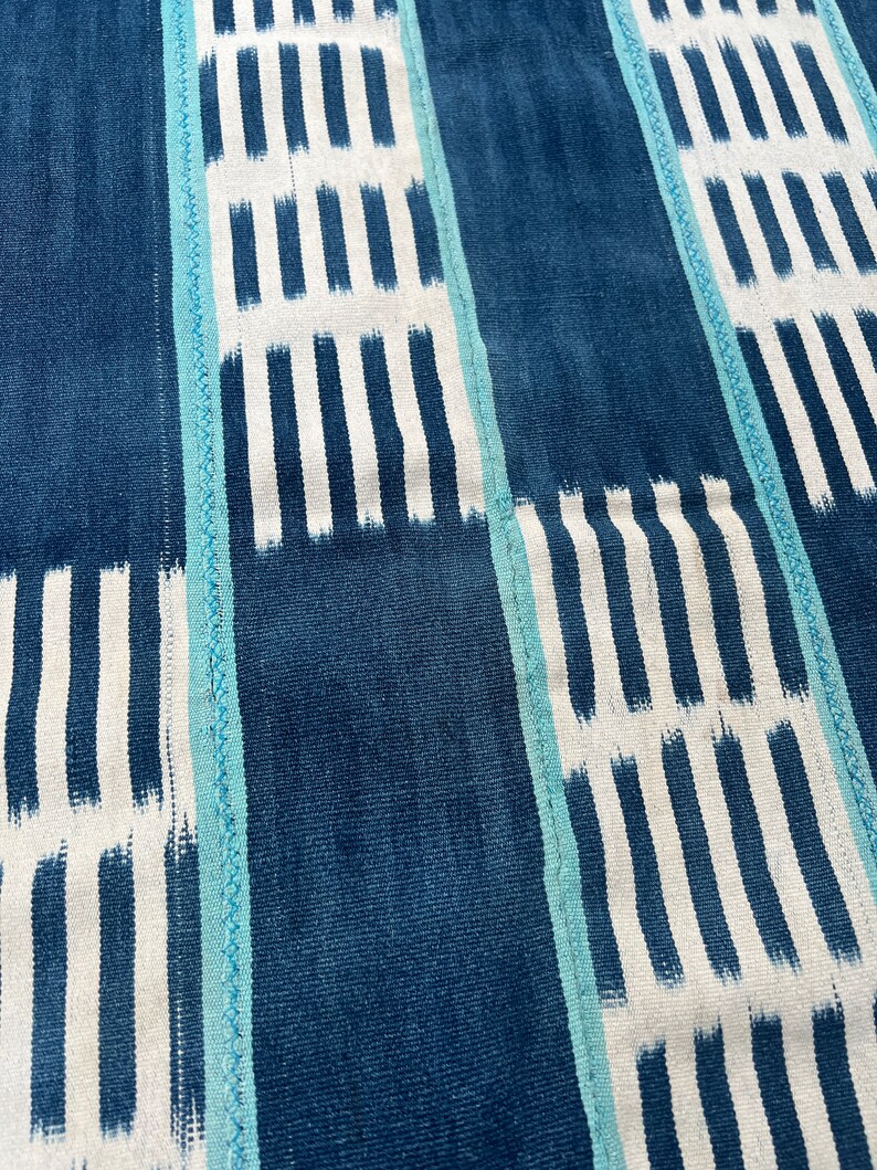 Vintage African fabric, Baule Cloth from the Ivory Coast, Blue, white mud cloth, Morrissey Fabric image 4